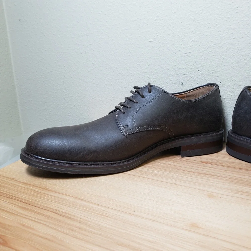 R2 Report Mens Size 10 Eric Lace Up Oxford Loafers Black Faux Leather Dress Shoe